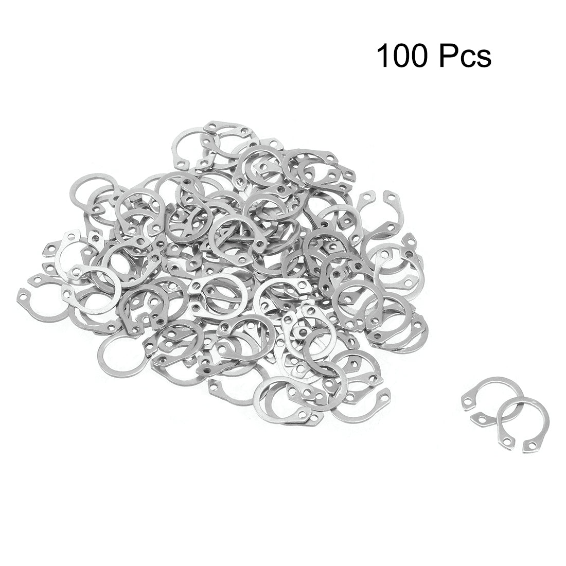 uxcell Uxcell 12.8mm External Circlips Retaining Shaft Snap Rings 304 Stainless Steel 100pcs
