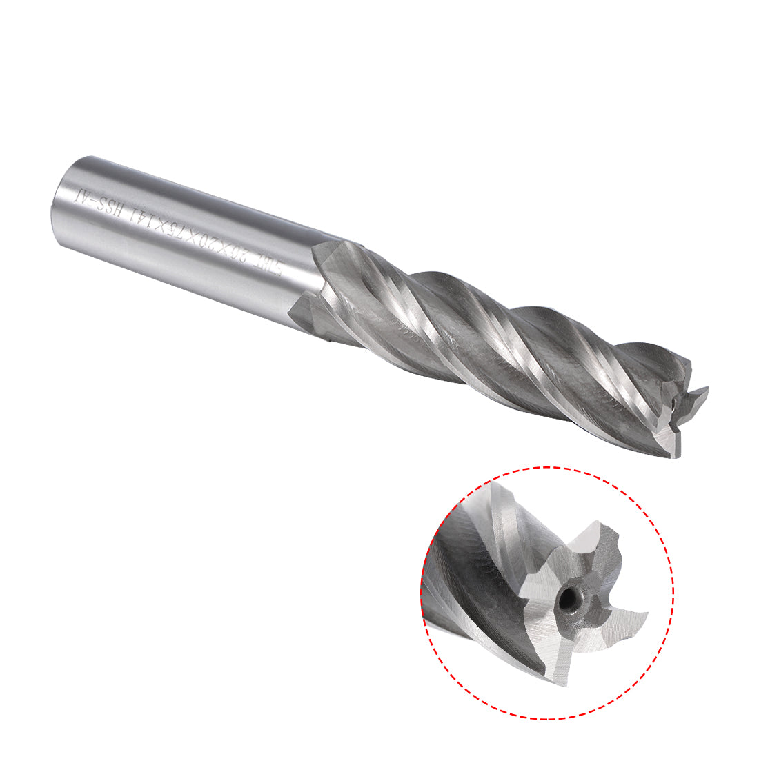 uxcell Uxcell High Speed Steel HSS-AL 4 Flute Straight End Mill Cutter CNC Router Bits, 20 x 20 x 75mm