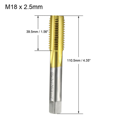 Harfington Uxcell Metric Tap M18 x 2.5 H2 Right Hand Thread Plug Ti-coated for Threading Tapping