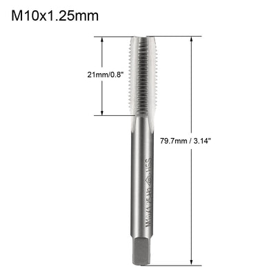 Harfington Uxcell Metric Tap M10x1.25mm H2 Accuracy Thread Plug Straight Flute HSS Uncoated for Threading Machine Electric Drill DIY