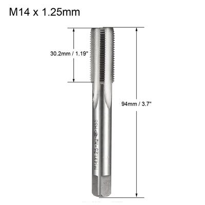Harfington Uxcell Metric Tap M14x1.25mm Pitch H2 Right Hand Thread Plug  HSS for Threading Machine Electric Drill DIY