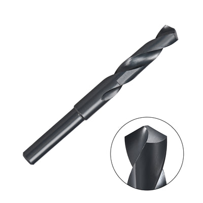 Harfington Uxcell Reduced Shank Drill Bit 15mm HSS 6542 Black Oxide with 1/2 Inch Straight Shank