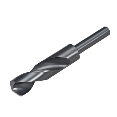 Harfington Uxcell Reduced Shank Drill Bit 22.5mm HSS 6542 Black Oxide with 1/2 Inch Straight Shank