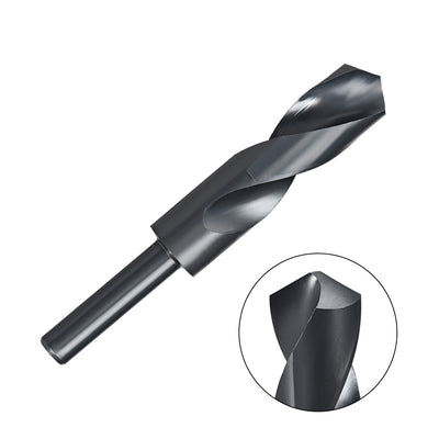 Harfington Uxcell Reduced Shank Drill Bit 24mm HSS 6542 Black Oxide with 1/2 Inch Straight Shank