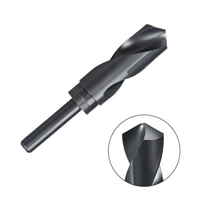 Harfington Uxcell Reduced Shank Drill Bit 27.5mm HSS 6542 Black Oxide with 1/2 Inch Straight Shank