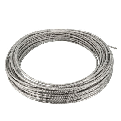 Harfington Uxcell Stainless Steel Wire Rope Cable 4mm 0.16 inch Dia 82ft 25m Length 8 Gauge 304 Grade PVC Coated for Hoist Lifting Grinder Pulley Wheel