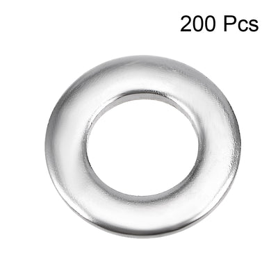 Harfington Uxcell 200Pcs 4mm x 8mm x 0.8mm 304 Stainless Steel Flat Washer for Screw Bolt