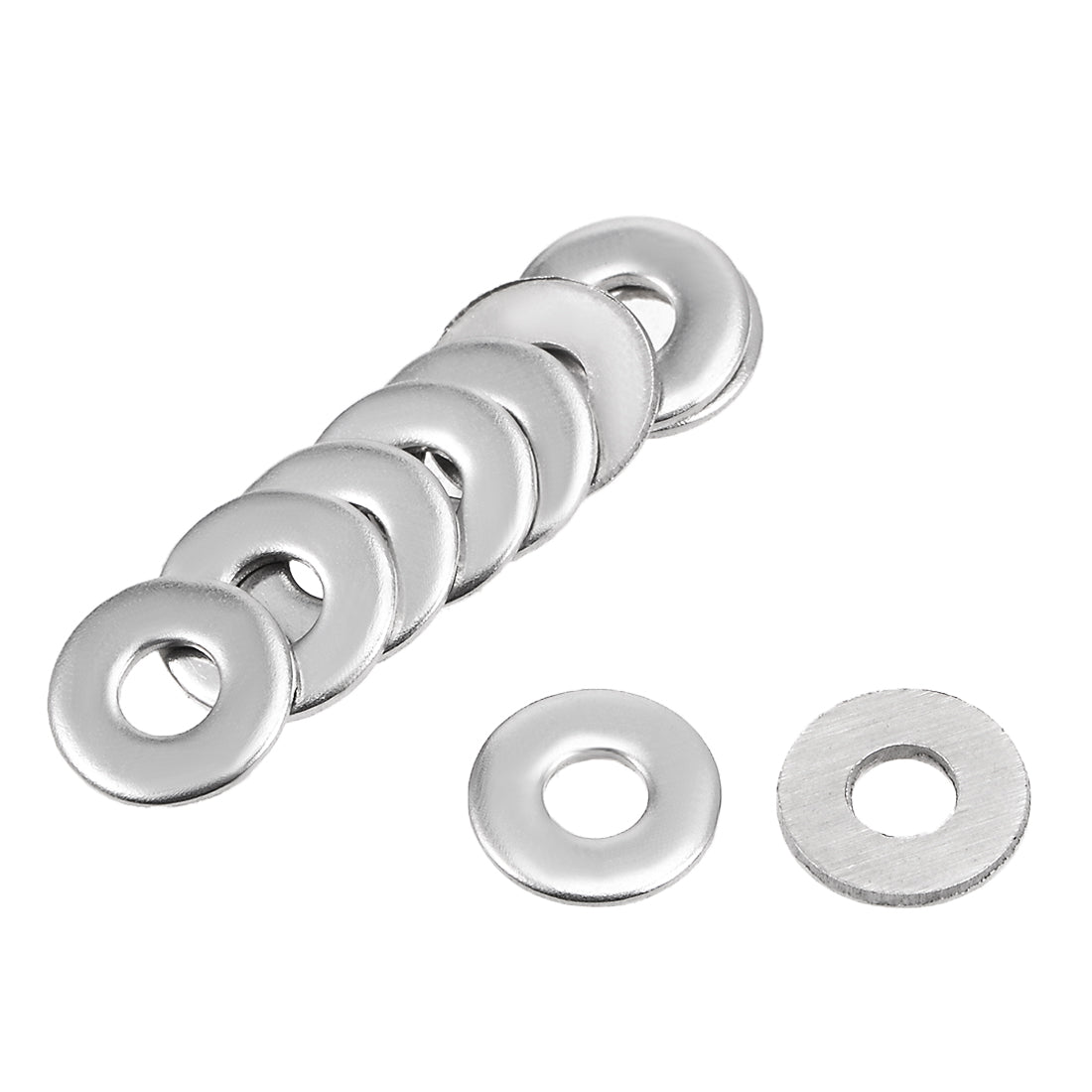 uxcell Uxcell 500 Pcs 3mm x 8mm x 0.8mm 304 Stainless Steel Flat Washer for Screw Bolt