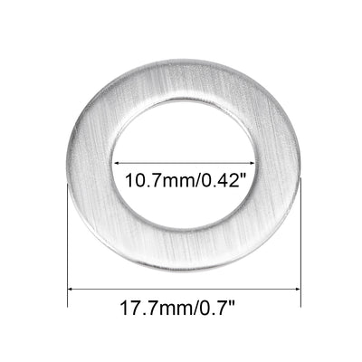 Harfington Uxcell 10 Pcs 18mm x 11mm x 0.8mm 304 Stainless Steel Flat Washer for Screw Bolt
