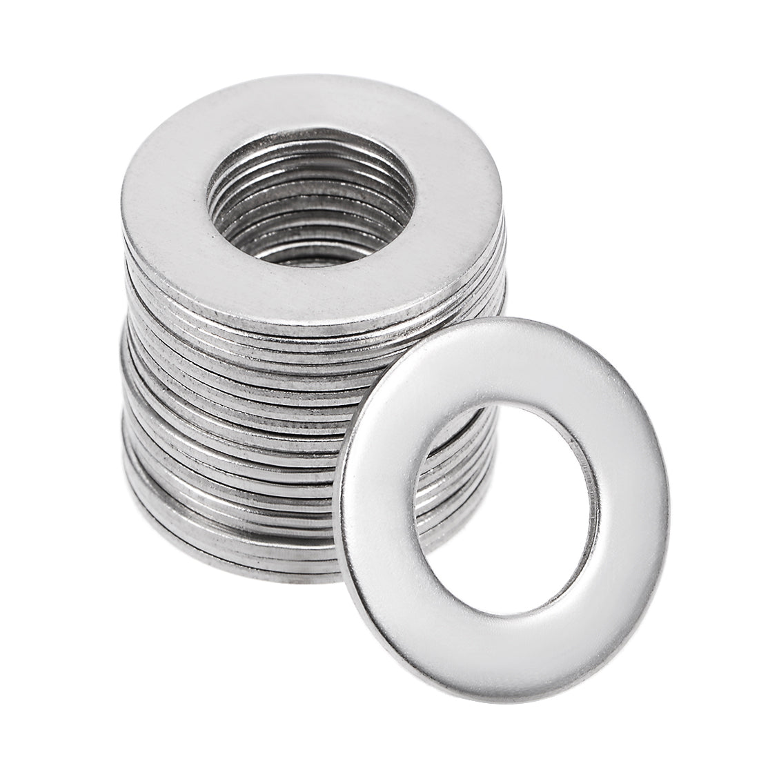 uxcell Uxcell 20 Pcs 16mm x 8.5mm x 0.8mm 304 Stainless Steel Flat Washer for Screw Bolt