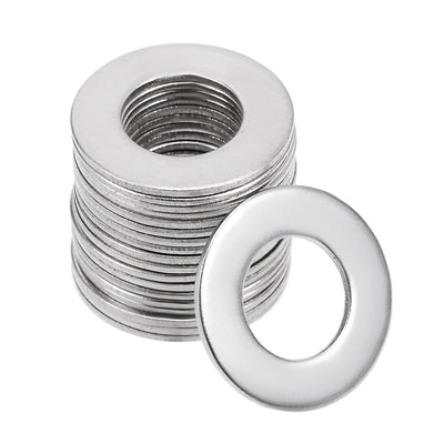 Harfington Uxcell 20 Pcs 16mm x 8.5mm x 0.8mm 304 Stainless Steel Flat Washer for Screw Bolt