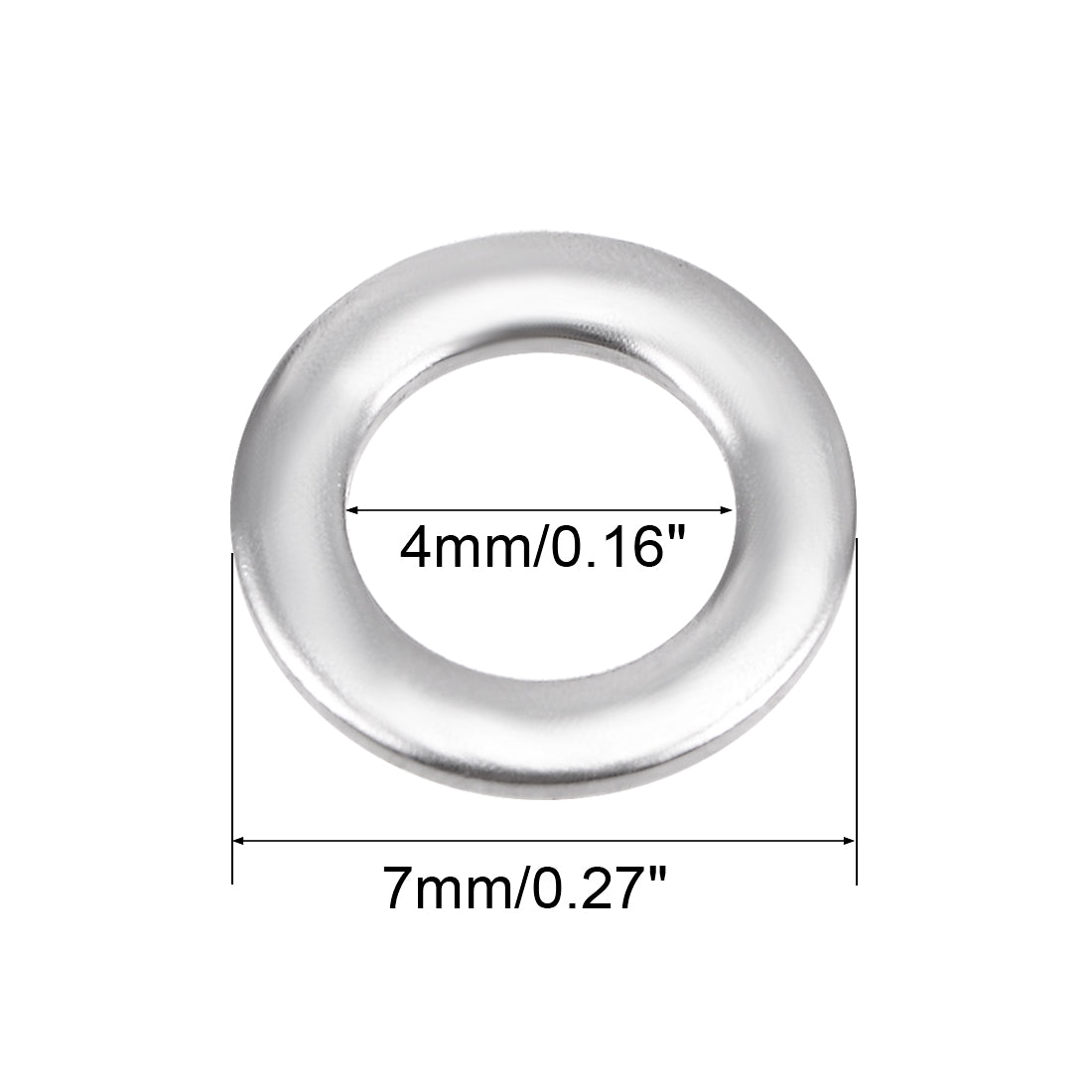 uxcell Uxcell 100 Pcs 7mm x 4mm x 0.8mm 304 Stainless Steel Flat Washer for Screw Bolt
