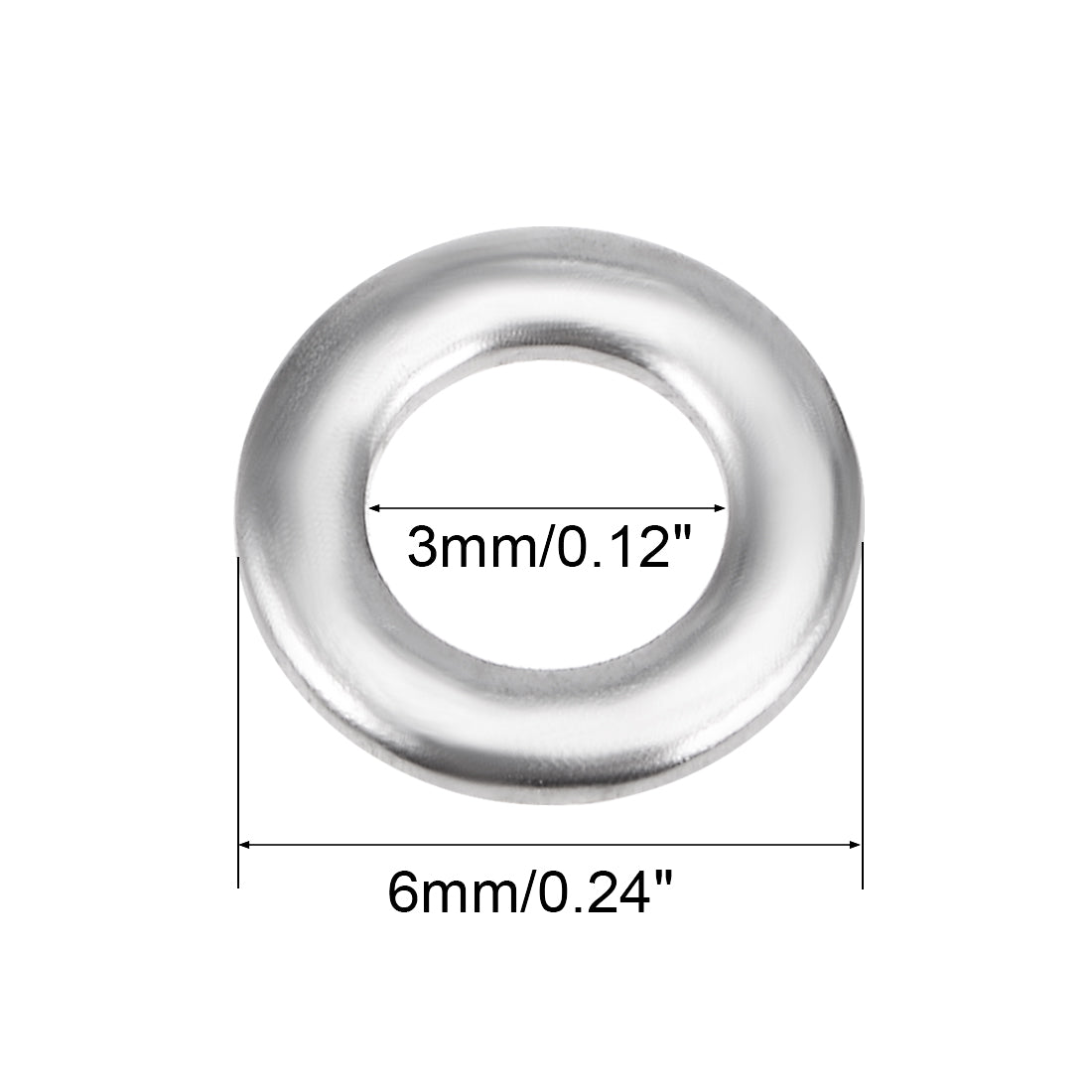 uxcell Uxcell 100 Pcs 6mm x 3mm x 0.8mm 304 Stainless Steel Flat Washer for Screw Bolt