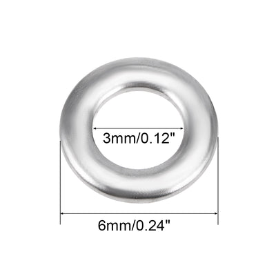 Harfington Uxcell 100 Pcs 6mm x 3mm x 0.8mm 304 Stainless Steel Flat Washer for Screw Bolt