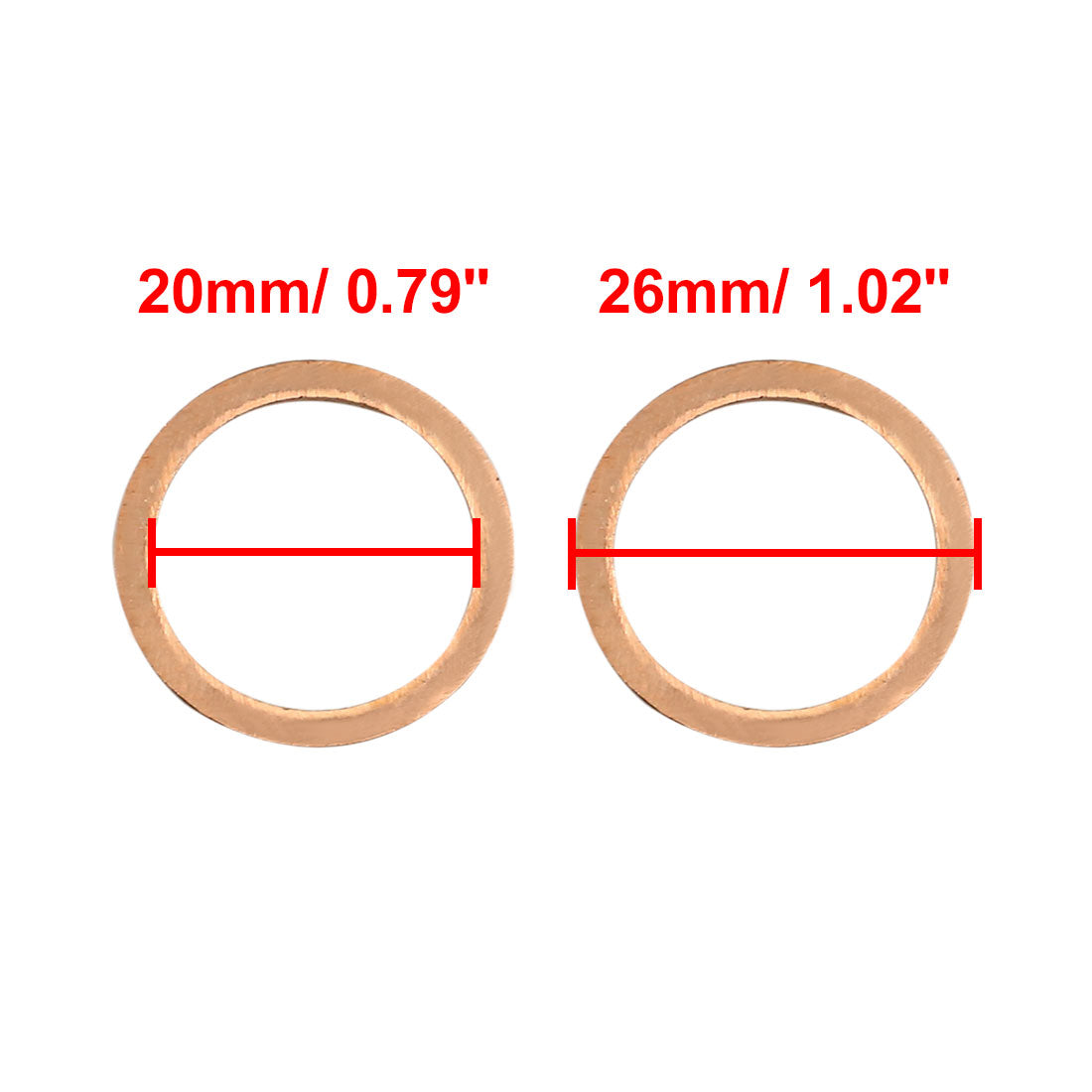 Harfington 10 Pcs 20mm Inner Diameter Copper Gasket Flat Sealing Washers O-Shape Rings