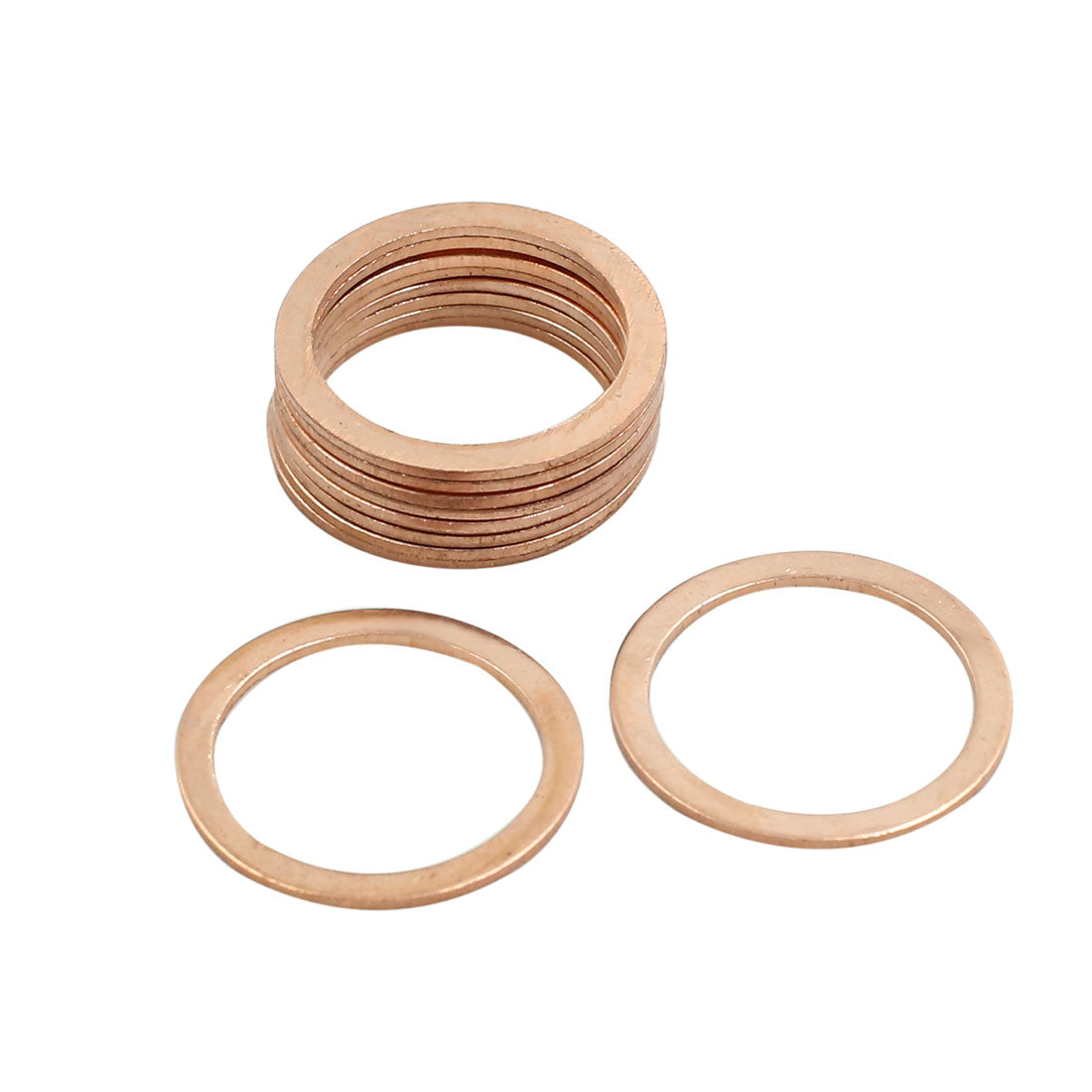 Harfington 10 Pcs 20mm Inner Diameter Copper Gasket Flat Sealing Washers O-Shape Rings