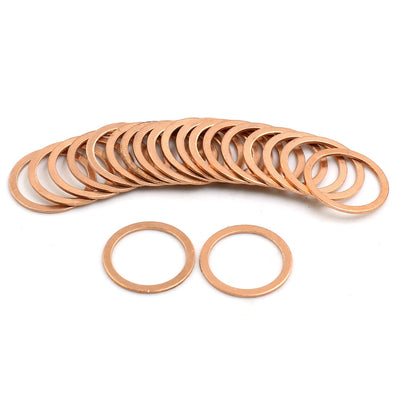 Harfington 20pcs 21mm Inner Diameter Copper Washers Flat Sealing Gaskets Rings