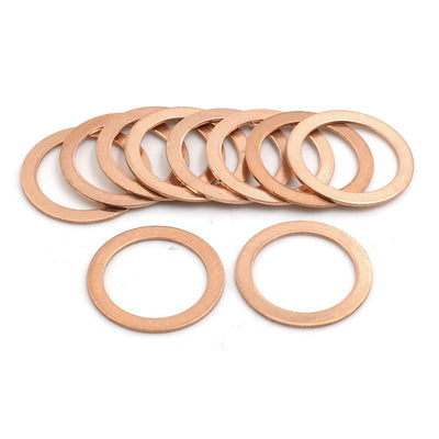Harfington 10 Pcs 22mm Inner Diameter Copper Washers Parts Flat Gasket Fitting Rings