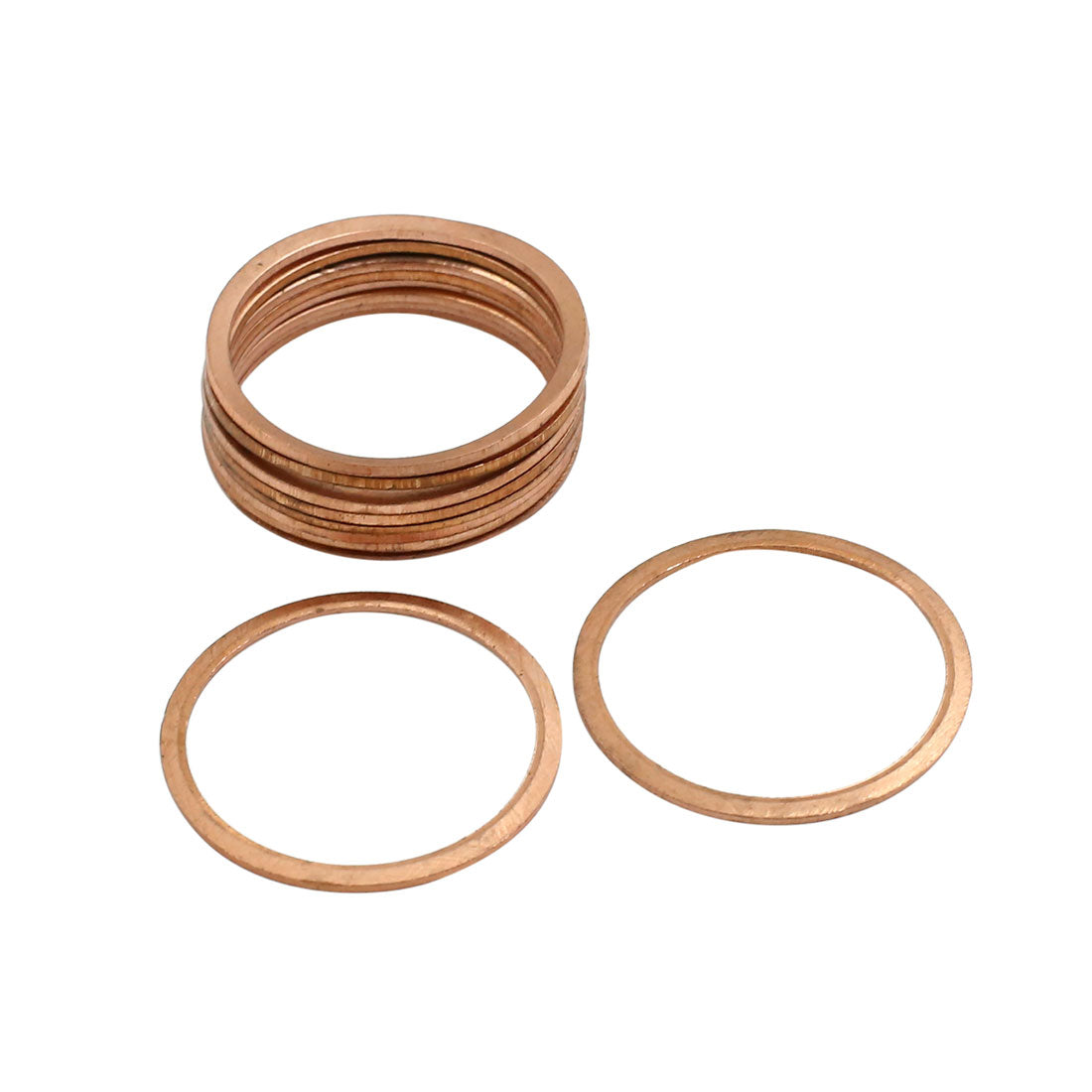 Harfington 10 Pcs 26mm Inner Diameter Copper Washers Flat Sealing Gasket O-Shape Rings