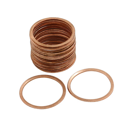 Harfington 20pcs 26mm Inner Dia Copper Washers Flat Sealing Gaskets Ring for Car