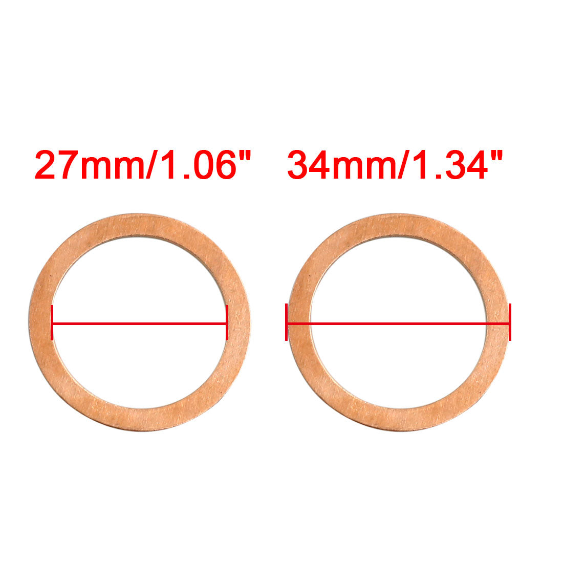 Harfington 5 Pcs 27mm Inner Diameter Copper Washers Flat Sealing Gasket O-Shape Rings