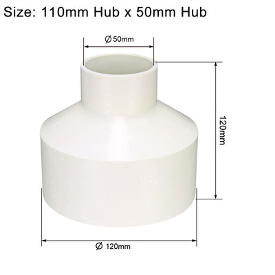 Harfington Uxcell 110mm x 50mm PVC Reducing Coupling Hub by Hub Pipe Fitting Adapter Connector