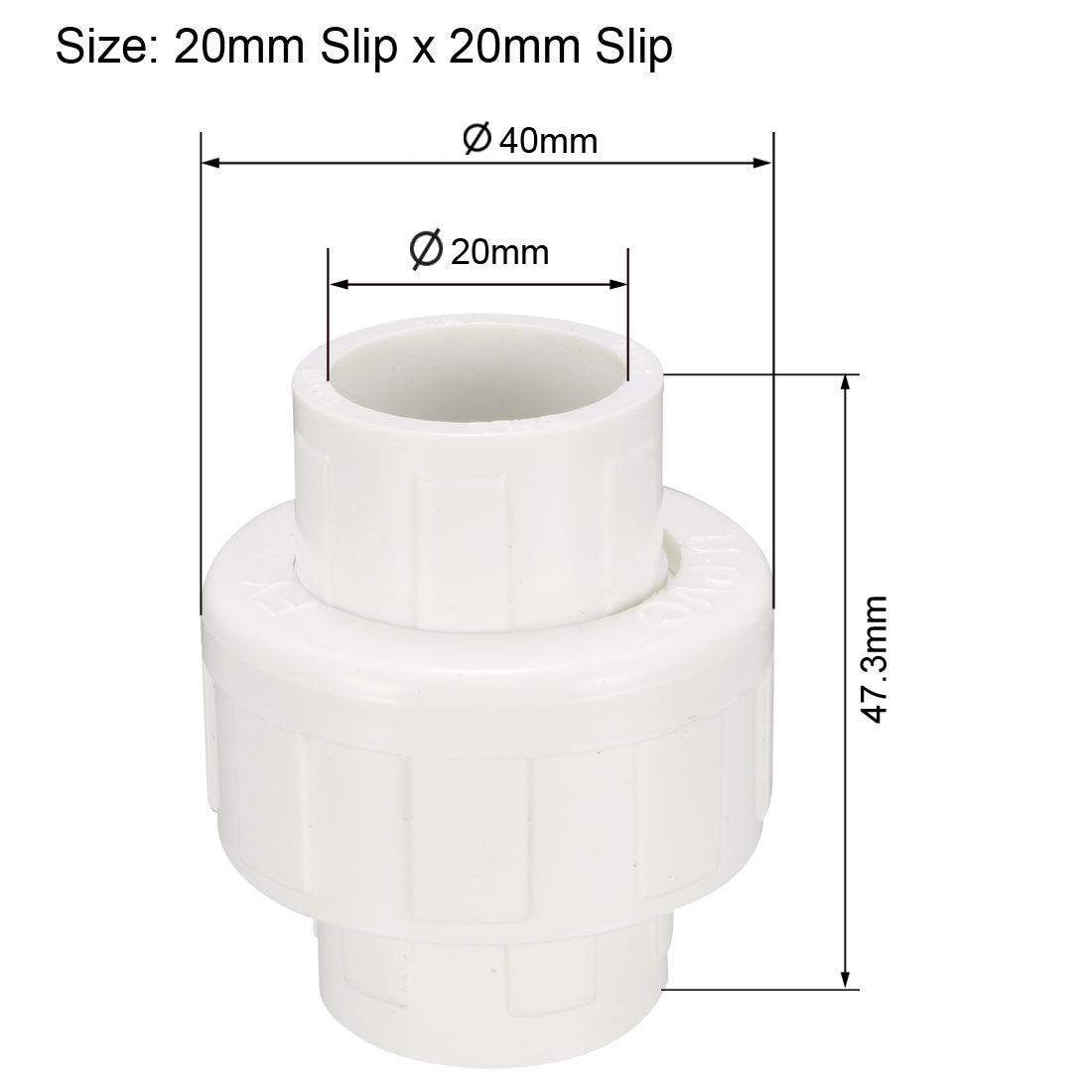 uxcell Uxcell 20mm Slip x 20mm Slip PVC Pipe Fitting Union Solvent Socket Quick Connector