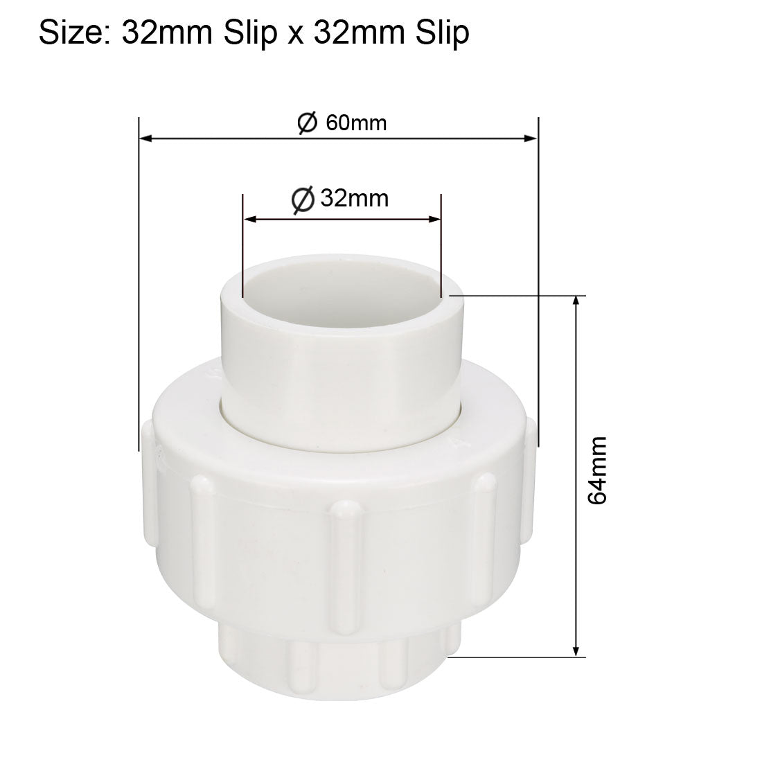 uxcell Uxcell 32mm x 32mm Slip PVC Pipe Fitting Union Solvent Socket Quick Connector