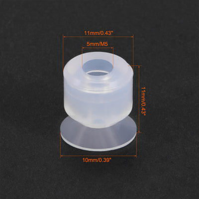 Harfington Uxcell Clear White Soft Silicone Waterproof  Miniature Vacuum Suction Cup 10mmx5mm Bellows Suction Cup,4pcs