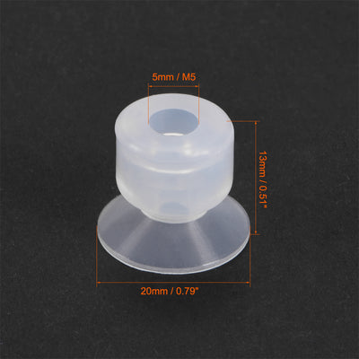 Harfington Uxcell Clear White Soft Silicone Waterproof  Miniature Vacuum Suction Cup 20mmx5mm Bellows Suction Cup