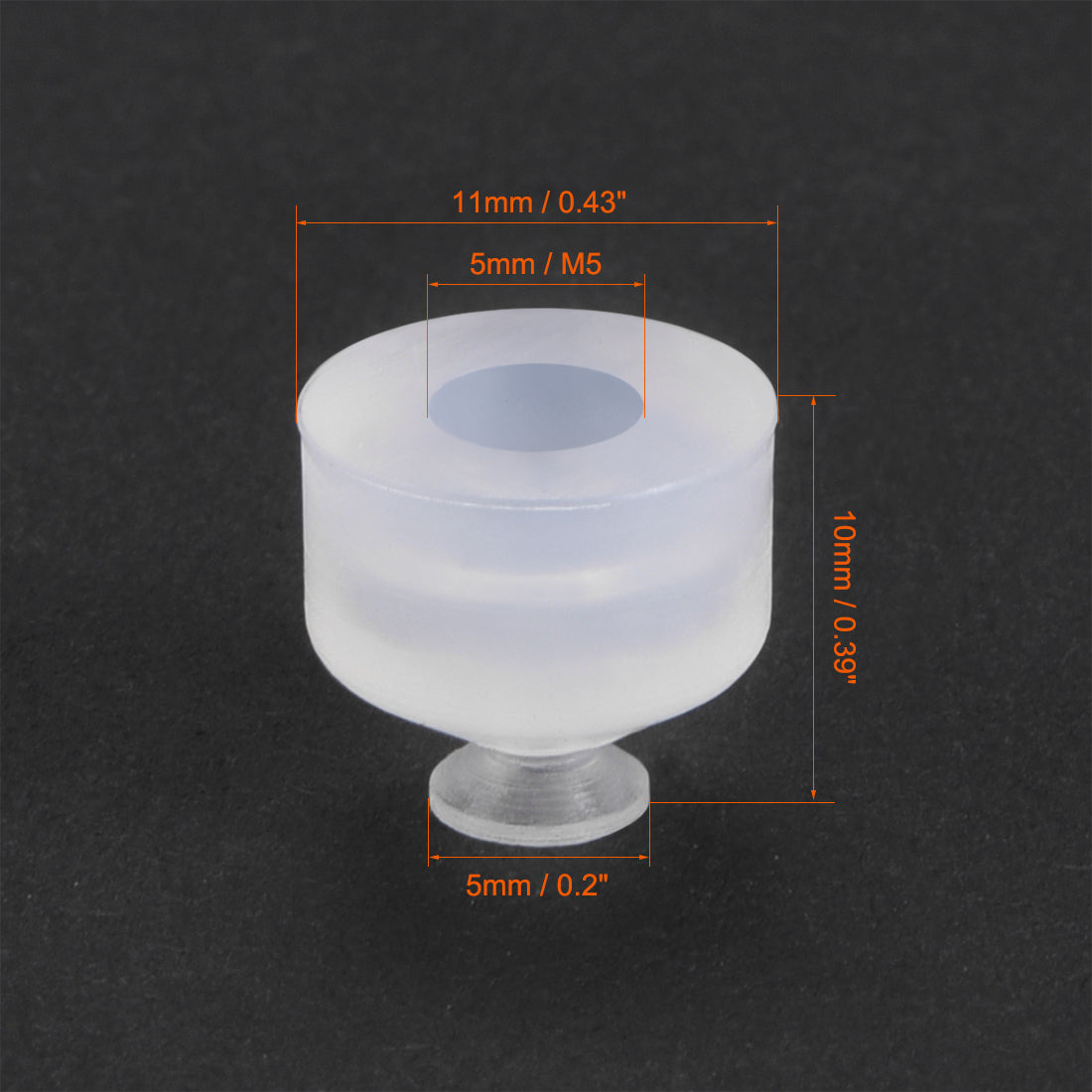 uxcell Uxcell Clear White Soft Silicone Waterproof  Miniature Vacuum Suction Cup 5mmx5mm Bellows Suction Cup,4pcs