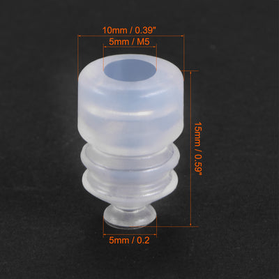 Harfington Uxcell Clear White Soft Silicone Waterproof Vacuum Suction Cup 5mmx5mm Bellows Suction Cup,4pcs