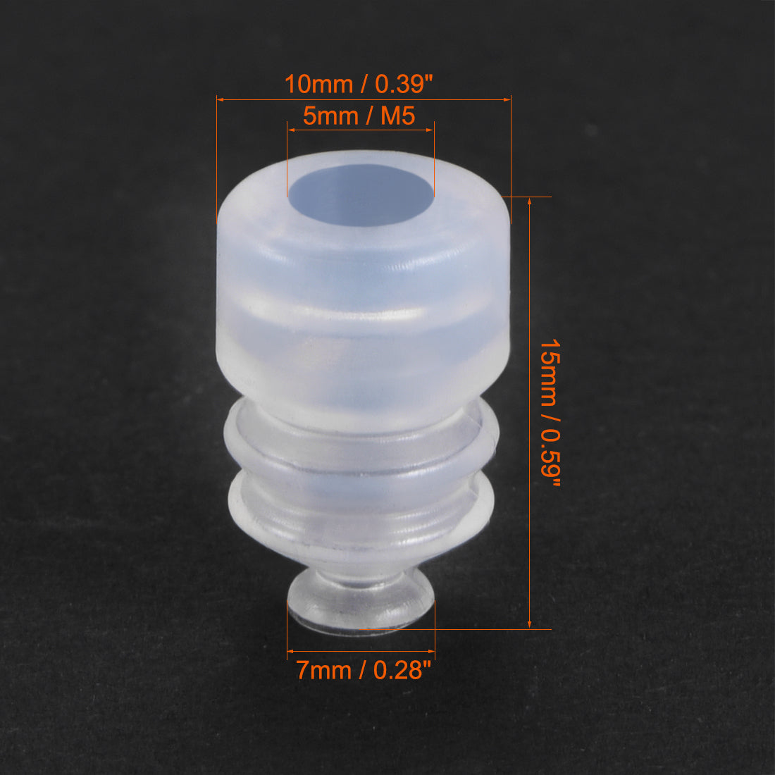 uxcell Uxcell Clear White Soft Silicone Waterproof Vacuum Suction Cup 7mmx5mm Bellows Suction Cup,4pcs