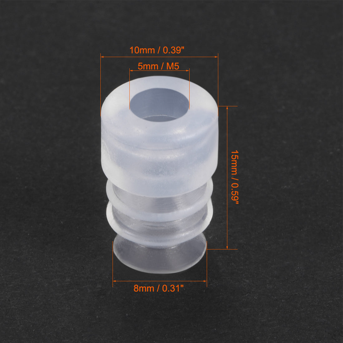 uxcell Uxcell Clear White Soft Silicone Waterproof Vacuum Suction Cup 8mmx5mm Bellows Suction Cup,4pcs