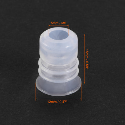 Harfington Uxcell Clear White Soft Silicone Waterproof Vacuum Suction Cup 12mmx5mm Bellows Suction Cup,4pcs