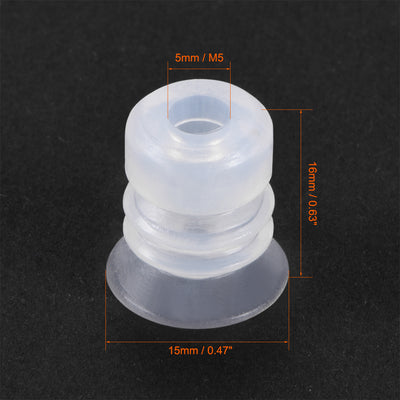 Harfington Uxcell Clear White Soft Silicone Waterproof Vacuum Suction Cup 15mmx5mm Bellows Suction Cup