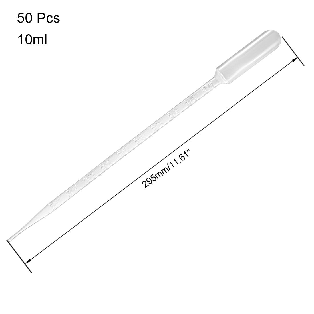 uxcell Uxcell 50 Pcs 10ml Disposable Pasteur Pipettes Test Tubes Liquid Drop Droppers Graduated 295mm Long