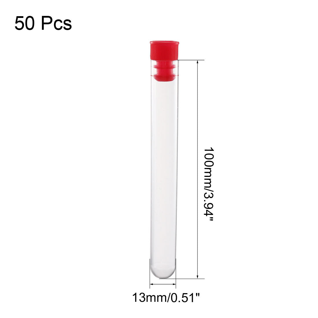 uxcell Uxcell 100 Pcs Centrifuge Test Tube Round Bottom Polystyrene with Red Cap