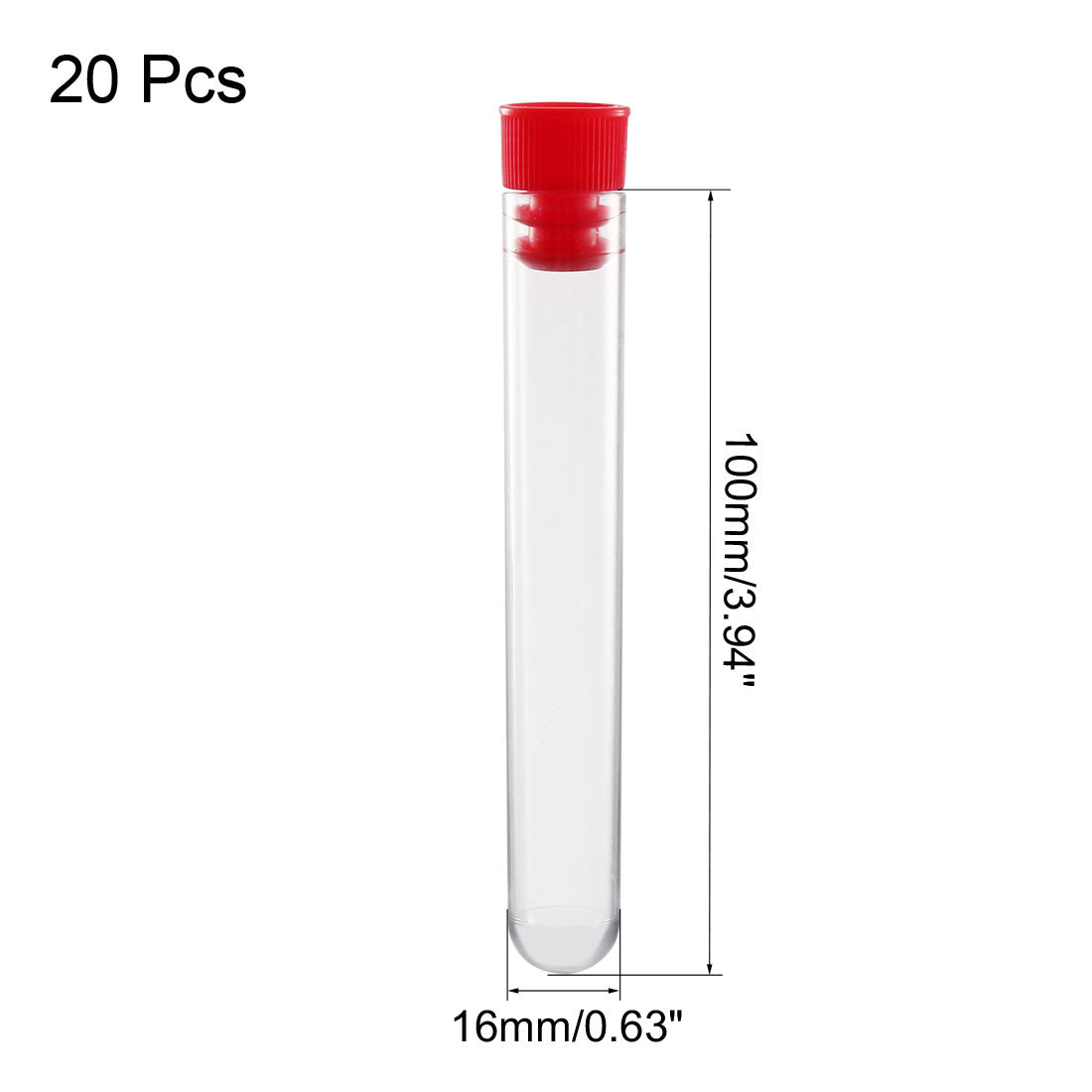 uxcell Uxcell 20 Pcs Centrifuge Test Tube Round Bottom Polystyrene with Red Cap
