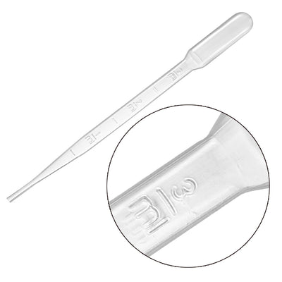 Harfington Uxcell 30 Pcs 3ml Disposable Pasteur Pipettes Test Tubes Liquid Drop Droppers Graduated 150mm Long