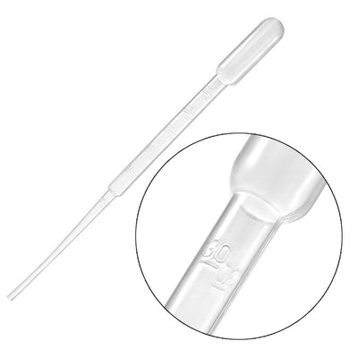 Harfington Uxcell 50 Pcs 3ml Disposable Pasteur Pipettes Test Tubes Liquid Drop Droppers Graduated 180mm Long