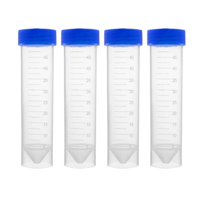 Harfington Uxcell 10 Pcs 45ml Plastic Centrifuge Tubes with Blue Screw Cap, Conical Bottom, Self Standing， Graduated Marks