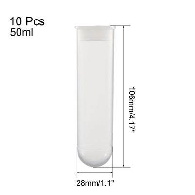 Harfington Uxcell 10 Pcs 50ml Plastic Centrifuge Tubes with Attached Cap, Round Bottom