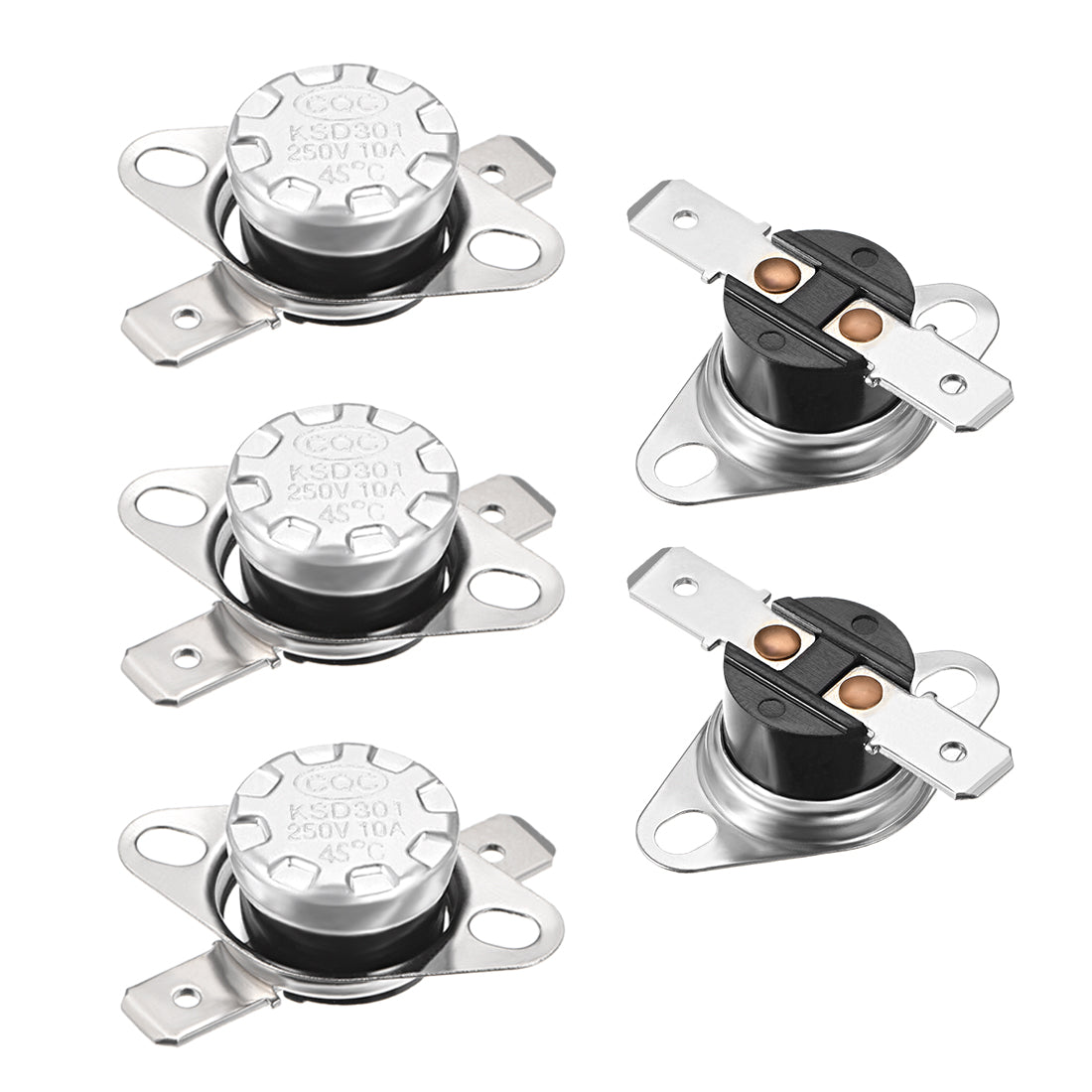 uxcell Uxcell Temperature Control Switch , Thermostat , KSD301 45°C , 10A , Normally Closed N.C 6.3mm Pin 5pcs