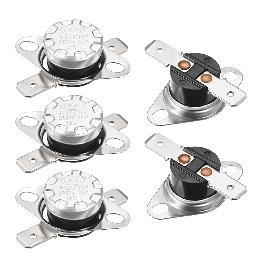 uxcell Uxcell Temperature Control Switch , Thermostat , KSD301 125°C , 10A , Normally Closed N.C 6.3mm Pin 5pcs