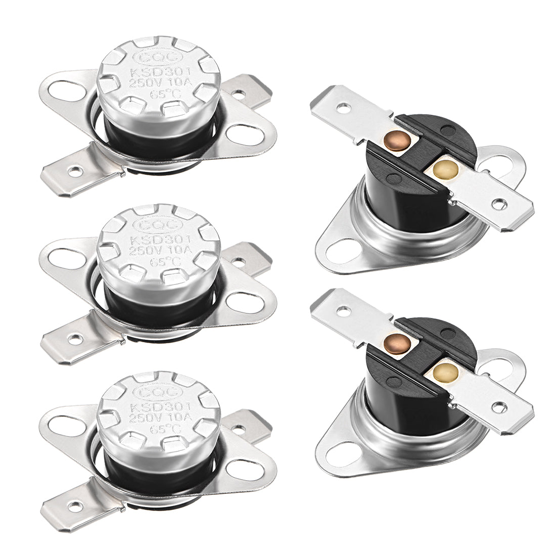 uxcell Uxcell Temperature Control Switch , Thermostat , KSD301 65°C , 10A , Normally Open N.O 6.3mm Pin 5pcs