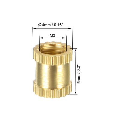 Harfington Uxcell Knurled Insert Nuts Female Thread Brass Threaded Insert Embedment Nut for 3D Printer