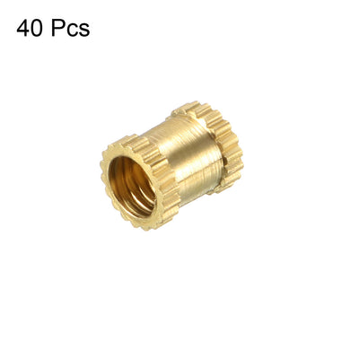 Harfington Uxcell M3 x 5mm(L) x 4mm(OD) Female Thread Brass Knurled Threaded Insert Embedment Nuts, 40 Pcs