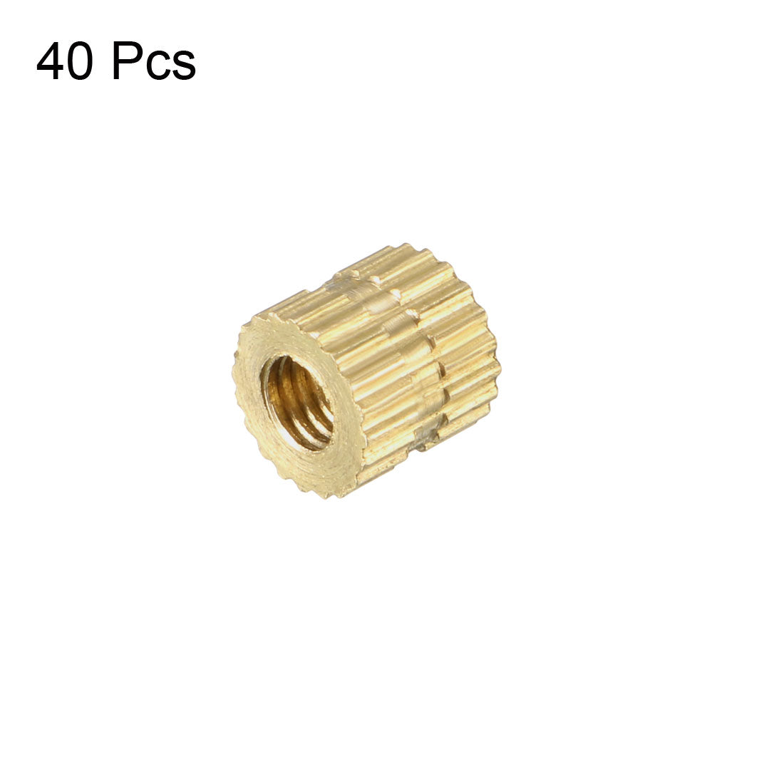 uxcell Uxcell M3 x 5mm(L) x 5.4mm(OD) Female Thread Brass Knurled Threaded Insert Embedment Nuts, 40 Pcs