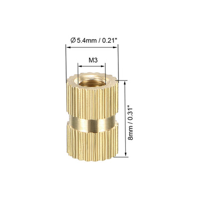 Harfington Uxcell Knurled Insert Nuts, Female Thread Brass Threaded Insert Embedment Nut, for 3D Printer